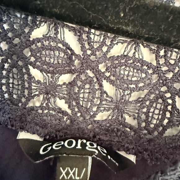 • 4/$25-George Navy Crochet Detail Top - Picture 4 of 4